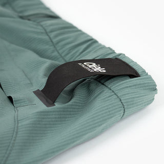 detail view of the back loop of the ciele athletics CCPants unisex running pants from the Lifestyle Edition collection, in silver pine color
