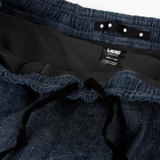detail view of the liner and waistband of the ciele athletics WRKShort unisex running and technical short from the Lifestyle Edition collection, in denim indigo color