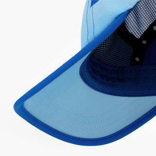 underbrim view of the ciele athletics GOCap unisex running hat with a curved brim in dusty blue color