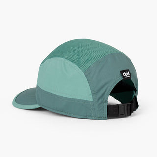 back view of the ciele athletics GOCap unisex running hat with a curved brim in silver pine color