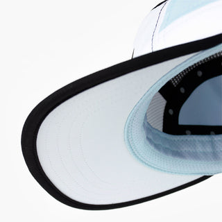 underbrim view of the ciele athletics GOCap unisex running hat in black and white color