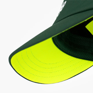 underbrim view of the ciele athletics FSTCap unisex running hat with a curved brim in emerald color
