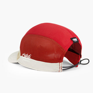 back view of the ciele athletics FTSCap unisex running hat in safari red color