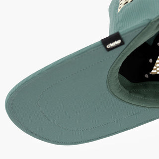 detail underbrim view of ciele athletics GOCap longbrim unisex running hat with longer brim from the Lifestyle Edition collection, in silver pine color