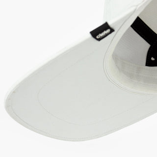 detail underbrim view of ciele athletics GOCap longbrim unisex running hat with longer brim from the Lifestyle Edition collection, in light grey color